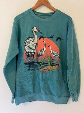 New Bird Collective Unisex Blue Green Crewneck Sweatshirt